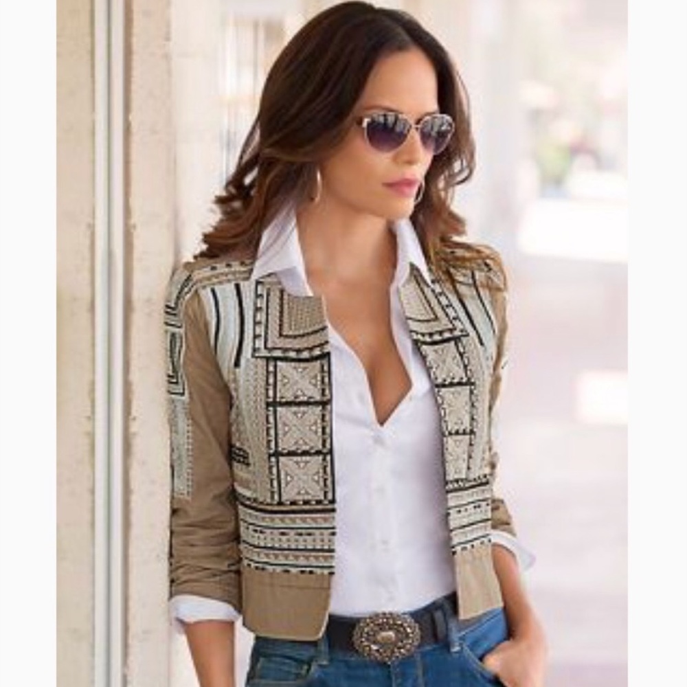 Brown/tan Studded Jacket Moon River Size xS